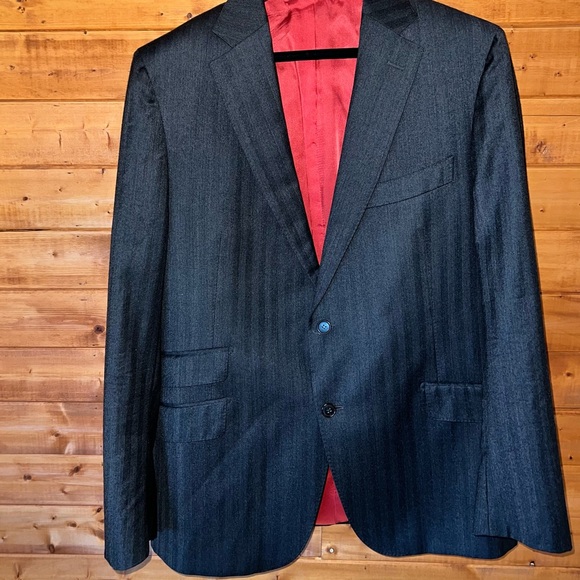 SuitSupply Sienna Charcoal tonal stripe VBC wool cashmere suit jacket 44r - Picture 4 of 11